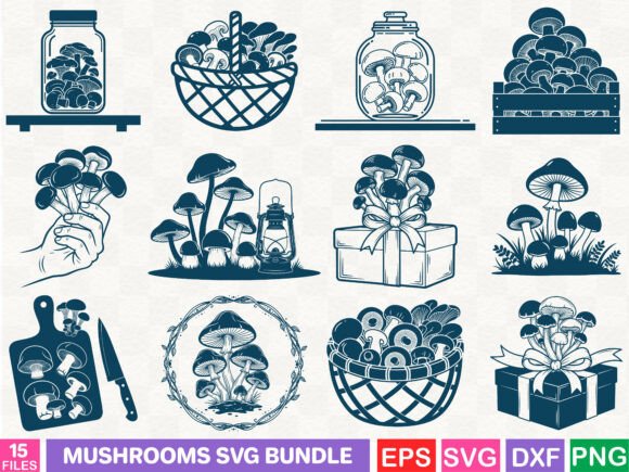 A Mushrooms SVG Bundle for Illustrations and Graphics