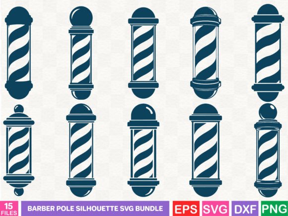 Barber Pole Silhouette Graphics for Modern Illustrations