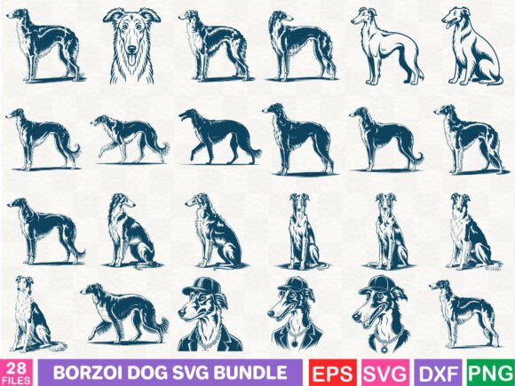Borzoi Dog Graphics for Versatile Digital Illustrations