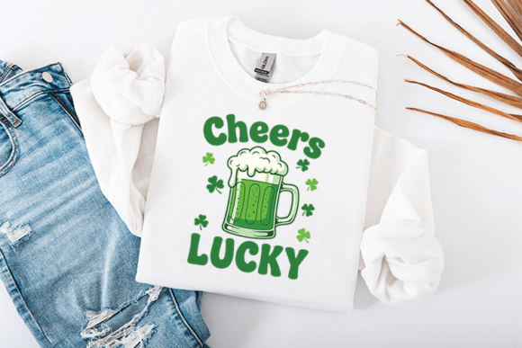 Cheers Lucky Beer Shamrock SVG Design for Graphics and T-Shirt Designs