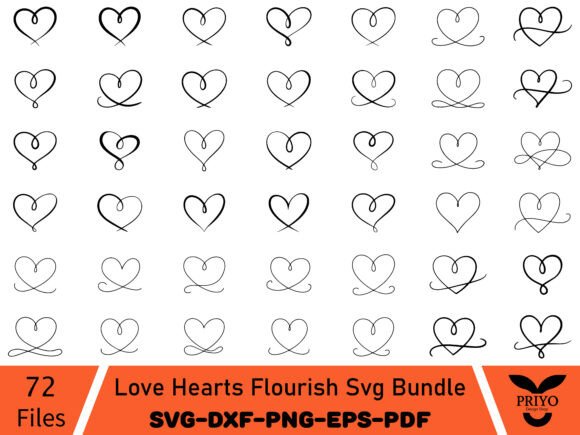 Love Hearts Flourish Svg Bundle for Elegant Graphics