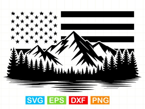 Mountain American Flag SVG Graphics for Editorial Impact