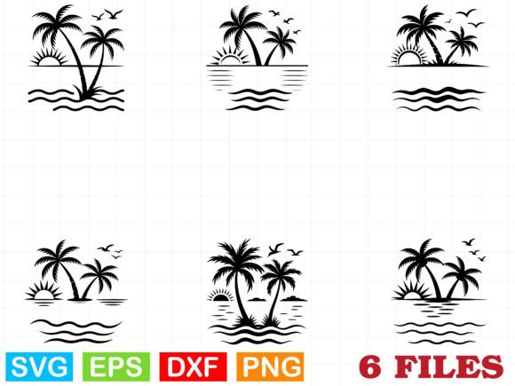 Palm Tree Split Frame SVG: Graphics for a Coastal Boutique