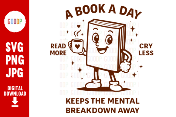 Retro Book Reader Graphics for Crafting and Illustrations
