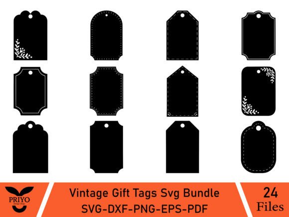 Vintage Gift Tags Svg Bundle for Elegant Graphics & Illustrations