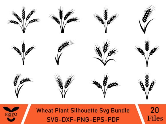Wheat Silhouette Graphics for Craft Projects